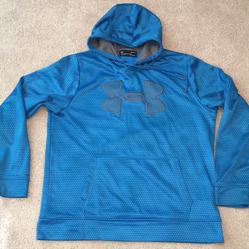 Under Armour Blue Geo ColdGear hoodie sweatshirt L